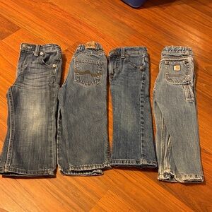 3t wrangle and Carhartt Denim Jeans Lot - 4 Pairs